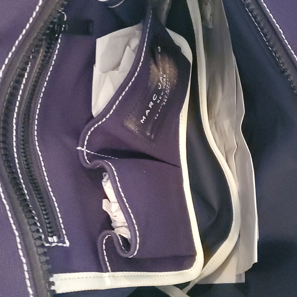 Marc jacobs hp 2026 navy blue  cotton  logo tote bagged  warranty taile large - Picture 3 of 11